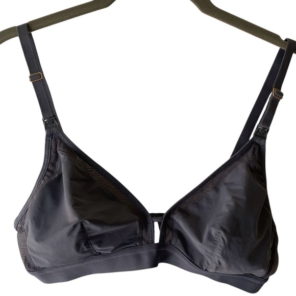 Lively Mesh Trim Charcoal Grey Mesh On The Go Nursing Lightweight Bralette SZ M - Picture 5 of 11